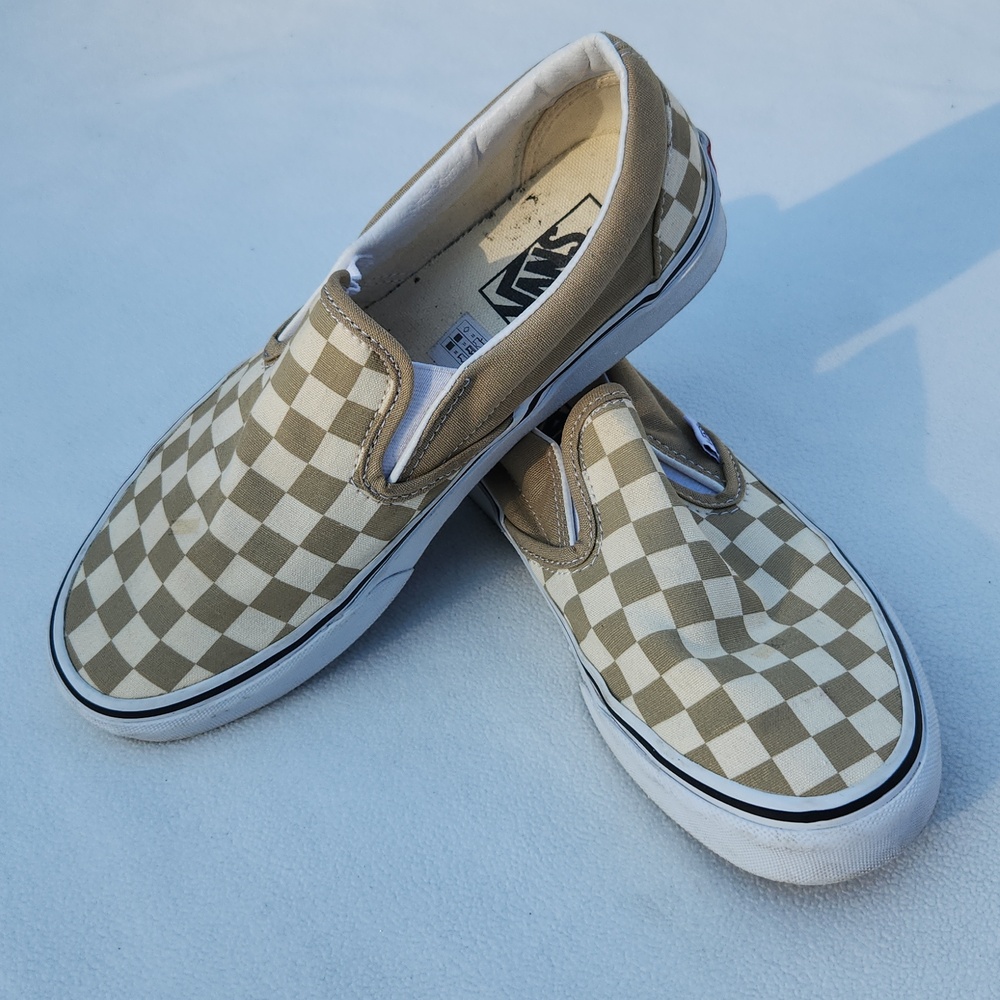 Vans Classic Slip-On Checkerboard – Desert Taupe/Tan Size 8.5 - Picture 2 of 8